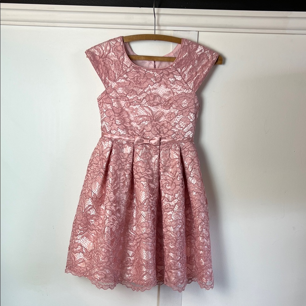 Kids Vintage Party Dress Dusty Pink Lace